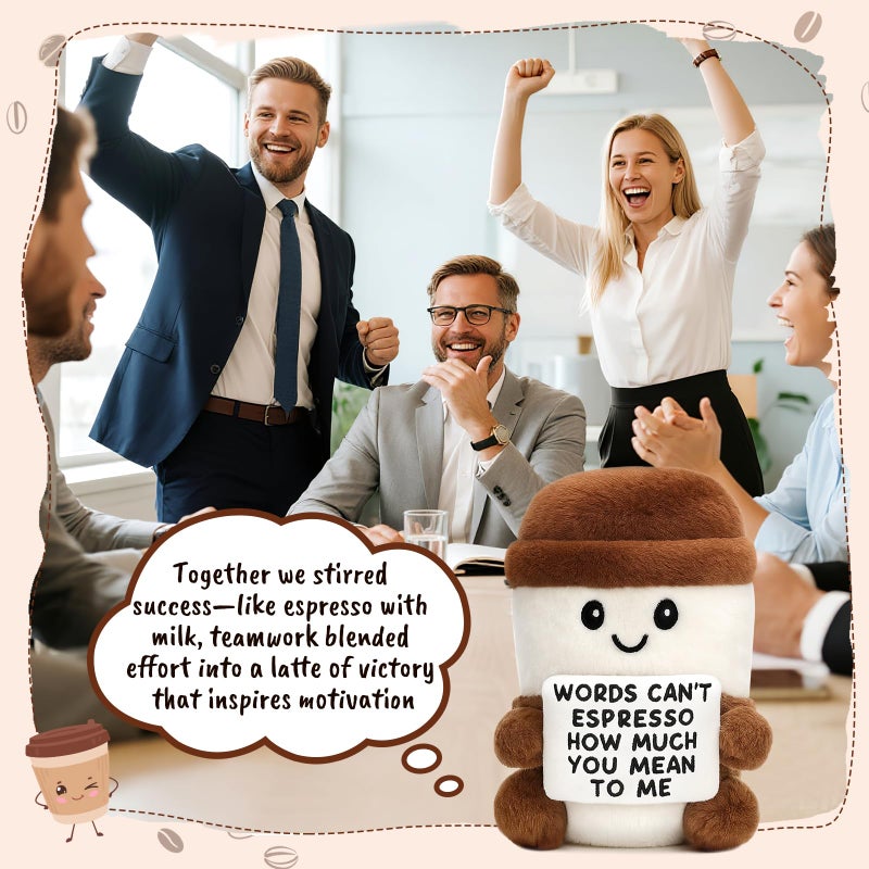 Jettryran Emotional Positive Support Latte Christmas Birthday Gifts for Women Men Gag White Elephnat Gifts for Adults Farewell Gift for Coworkers Unique Appreciation Gift Basket Plush Coffee Mugs Coffee Lover - Image 4